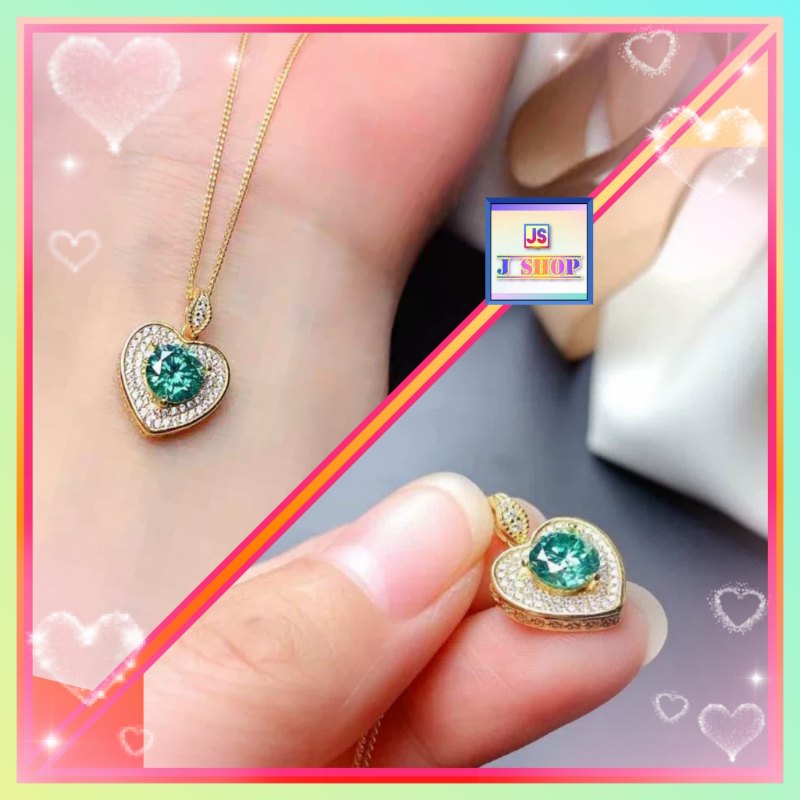高雅精緻心型綠水晶吊咀連頸鏈 *頸鏈可自由更換*《附送精美*紐扣絨布袋*一個 ※ 送完即止 ※》(型號：JS-N-125)【長期優惠 9折※一次過購買兩件 85折, 一次過購買三件或以上一律8折※ 包順豐運費】