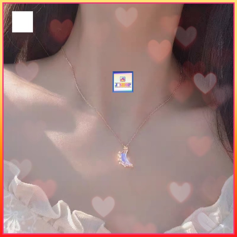 浪漫激光藍月亮石英吊咀連頸鏈《附送精美*紐扣絨布袋*一個 ※ 送完即止 ※》(型號：JS-N-137)【長期優惠 9折※一次過購買兩件 85折, 一次過購買三件或以上一律8折※ 包順豐運費】