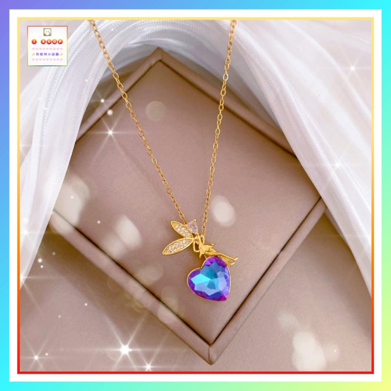 精靈閃耀心形幻彩紫水晶吊咀連頸鏈 *頸鏈可自由更換*《附送精美*紐扣絨布袋*一個 ※ 送完即止 ※》(型號：JS-N-184)【長期優惠 9折※一次過購買兩件 85折, 一次過購買三件或以上一律8折※ 包順豐運費】