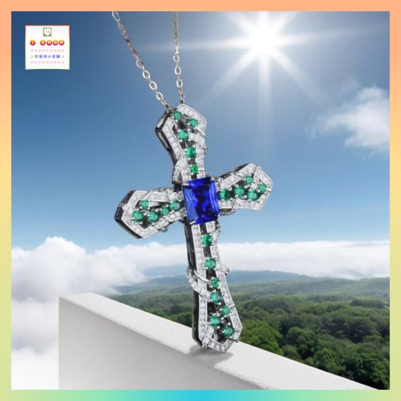 獨特華麗水晶十字架吊咀連頸鏈 *頸鏈可自由更換* 【注意：尺寸偏大*男士較合適*】《附送精美*紐扣絨布袋*一個 ※ 送完即止 ※》(型號：JS-CRN-31)【長期優惠 9折※一次過購買兩件 85折, 一次過購買三件或以上一律8折※ 包順豐運費】