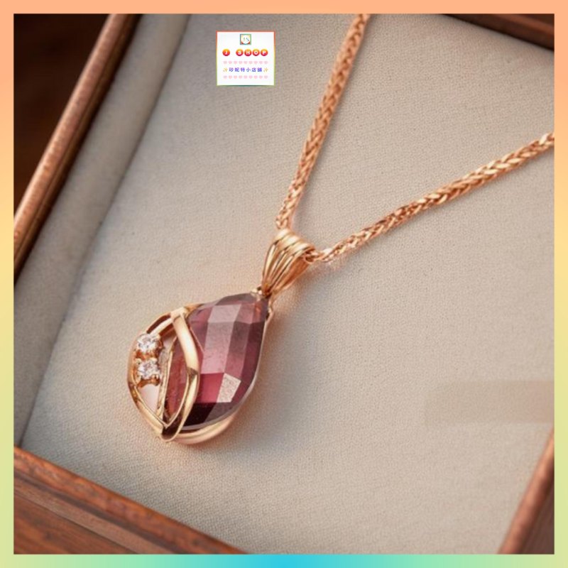 設計獨特高貴優雅酒紅色水晶吊咀連頸鏈 *頸鏈可自由更換*《附送精美*紐扣絨布袋*一個 ※ 送完即止 ※》(型號：JS-N-197)【長期優惠 9折※一次過購買兩件 85折, 一次過購買三件或以上一律8折※ 包順豐運費】