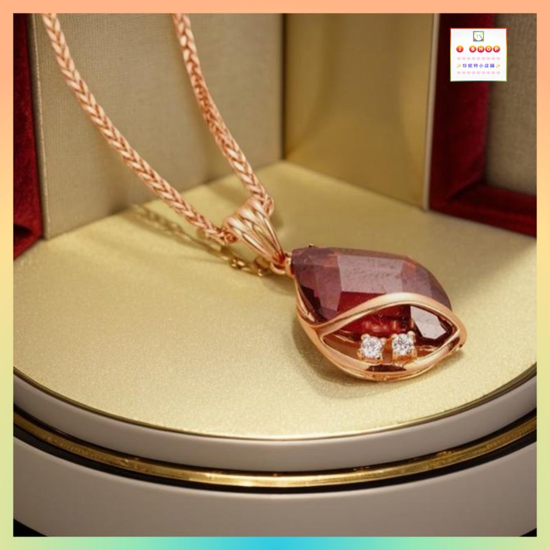 設計獨特高貴優雅酒紅色水晶吊咀連頸鏈 *頸鏈可自由更換*《附送精美*紐扣絨布袋*一個 ※ 送完即止 ※》(型號：JS-N-197)【長期優惠 9折※一次過購買兩件 85折, 一次過購買三件或以上一律8折※ 包順豐運費】