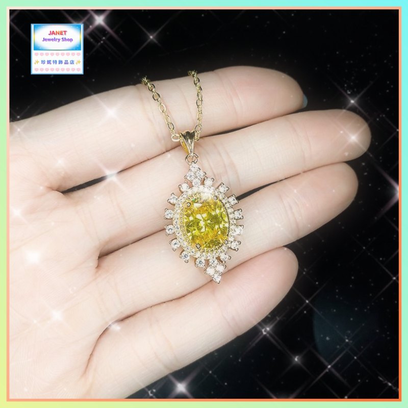 設計獨特優雅閃耀黃水晶吊咀連頸鏈 *頸鏈可自由更換*《附送精美*紐扣絨布袋*一個 ※ 送完即止 ※》(型號：JS-N-216)【長期優惠 9折※一次過購買兩件 85折, 一次過購買三件或以上一律8折※包順豐運費】