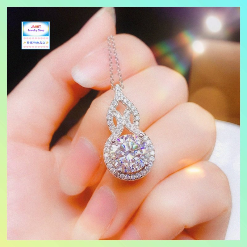 光芒耀眼葫蘆形鋯石頸鏈 *頸鏈可自由更換*《附送精美*紐扣絨布袋*一個 ※ 送完即止 ※》(型號：JS-N-225)【長期優惠 9折※一次過購買兩件 85折, 一次過購買三件或以上一律8折※包順豐運費】