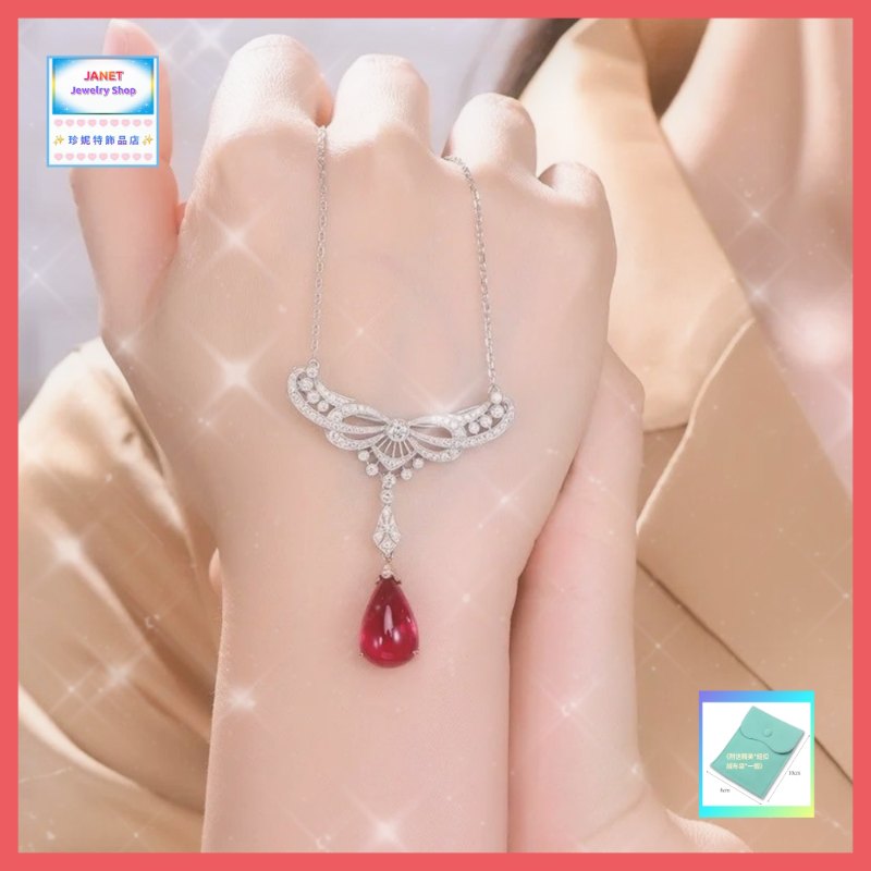 高貴獨特天使之翼水滴紅水晶頸鏈《附送精美*紐扣絨布袋*一個 ※ 送完即止 ※》(型號：JS-N-229)【長期優惠 9折※一次過購買兩件 85折, 一次過購買三件或以上一律8折※包順豐運費】