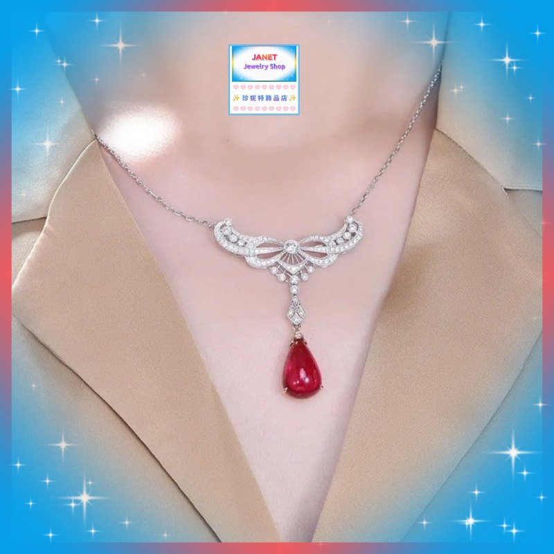 高貴獨特天使之翼水滴紅水晶頸鏈《附送精美*紐扣絨布袋*一個 ※ 送完即止 ※》(型號：JS-N-229)【長期優惠 9折※一次過購買兩件 85折, 一次過購買三件或以上一律8折※包順豐運費】