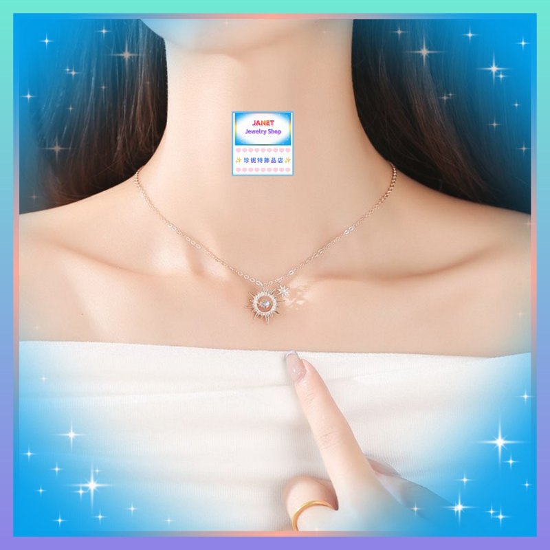 閃爍靈動精緻小巧太陽花鋯石頸鏈《附送精美*紐扣絨布袋*一個 ※ 送完即止 ※》(型號：JS-N-237)【長期優惠 9折※一次過購買兩件 85折, 一次過購買三件或以上一律8折※包順豐運費】