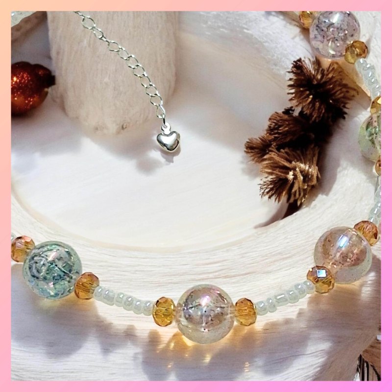 【自家設計 ~ 寵物頸鏈 *毛公仔也合適*】夢幻式設計幻彩水晶米珠*寵物*頸鏈 (型號：JS-HPN-05)【 ※以優惠價出售, 不再設任何折扣※ 《只包順豐運費》】