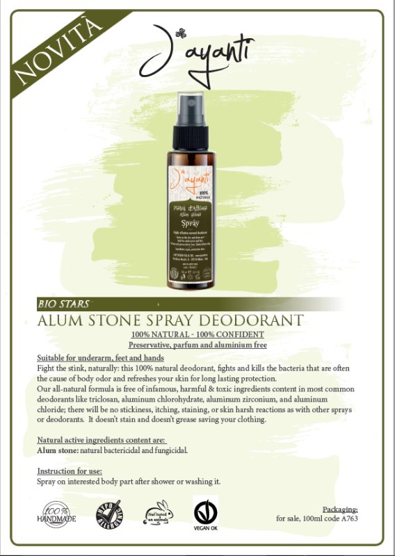 意大利 Jayanti Alum Stone Spray Deodorant 天然抗菌抑味噴霧 100ml 意大利 Jayanti Alum Stone Spray Deodorant 天然抗菌抑味噴霧 100ml