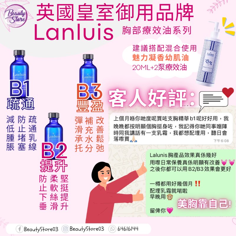 Lanluis (B2) 魅力雕塑療效油 Herbal Breast Firming Essence Oil 60ml