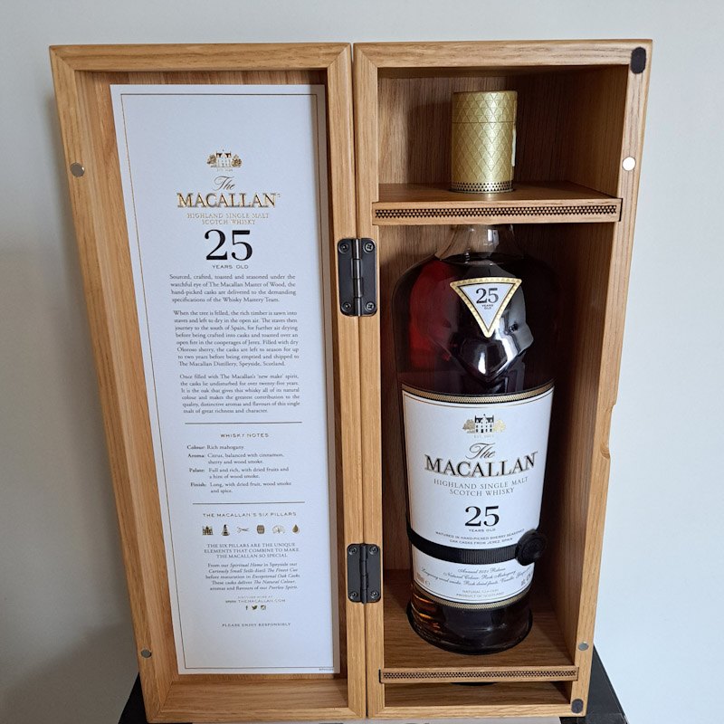 香港行貨 Macallan 25 years old Sherry Oak Single Malt Whisky 麥卡倫25年雪莉桶單一麥芽威士忌 700ml 2022 Release