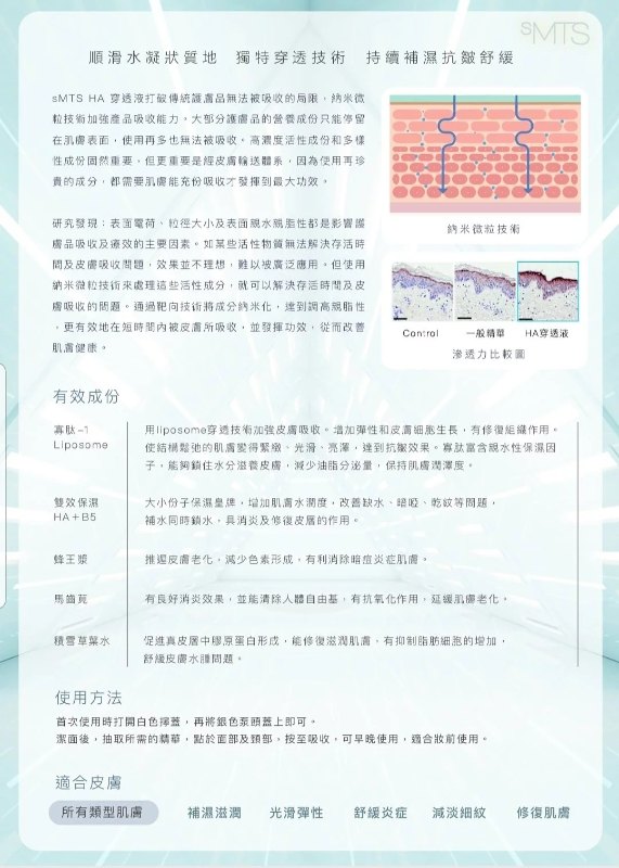 sMTS HA 透明質酸穿透液 25ml sMTS HA 透明質酸穿透液 25ml