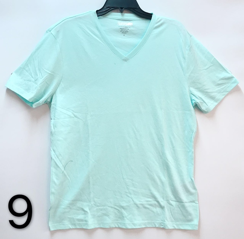 優質洗V領T恤——天藍色