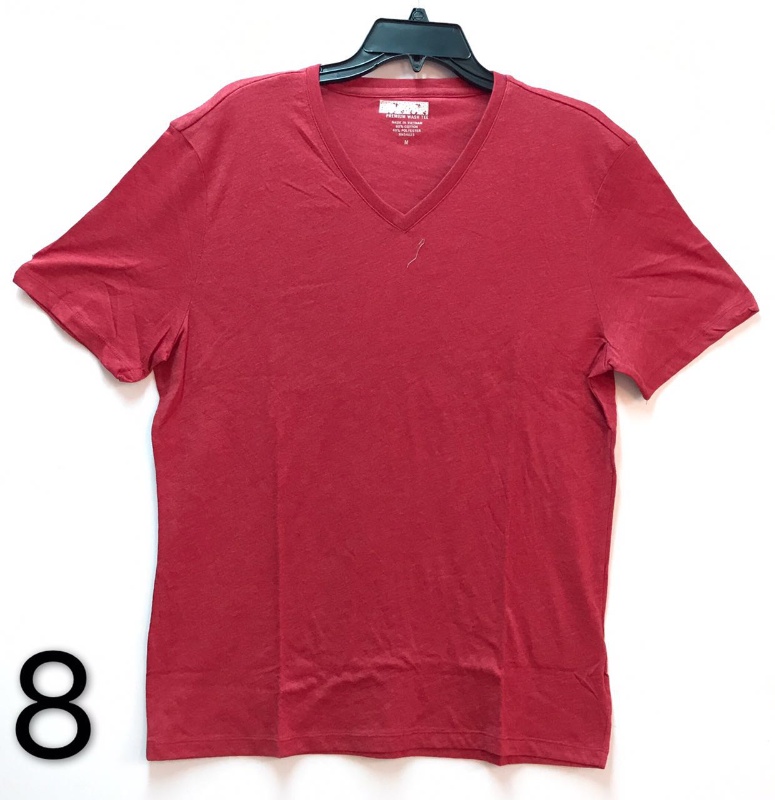 優質洗V領T恤——拉塞爾紅